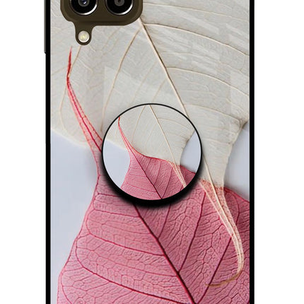 White Pink Leaf Samsung M33 5G Glass Case