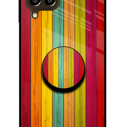 Multicolor Wooden Samsung M33 5G Glass Case