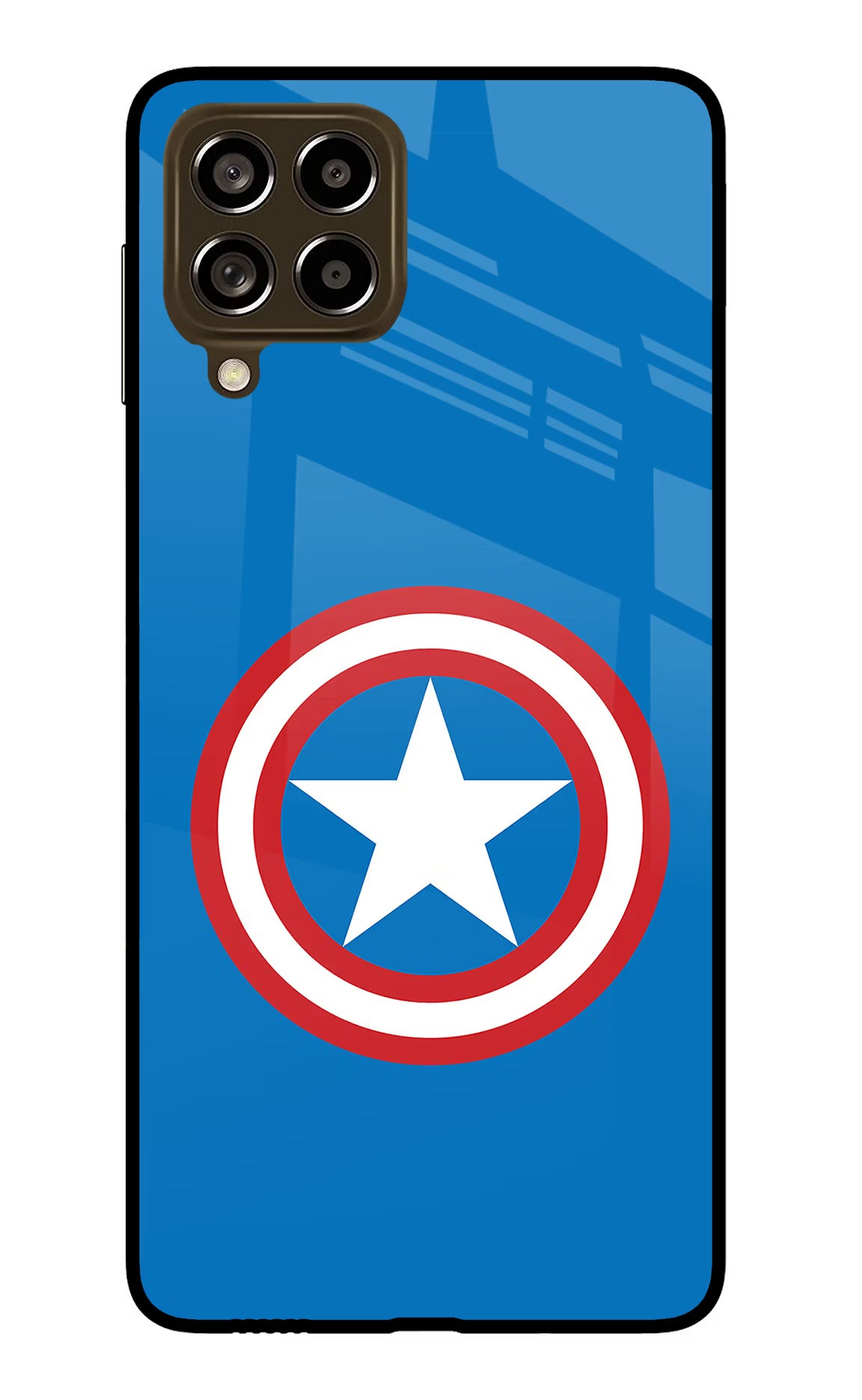 Captain America Logo Samsung M53 5G Glass Case Back Cover by Casekaro