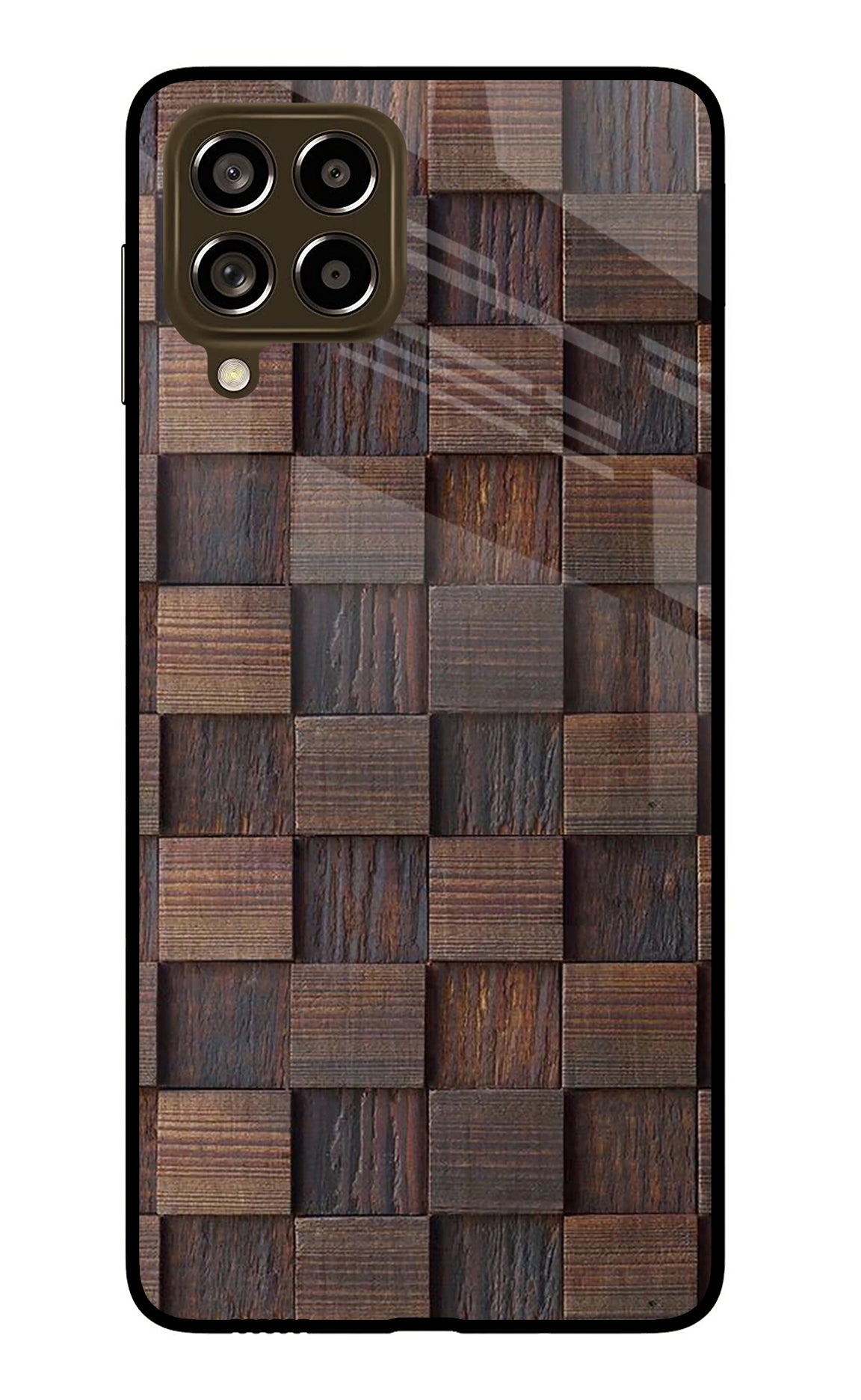 Wooden Cube Design Samsung M53 5G Glass Case
