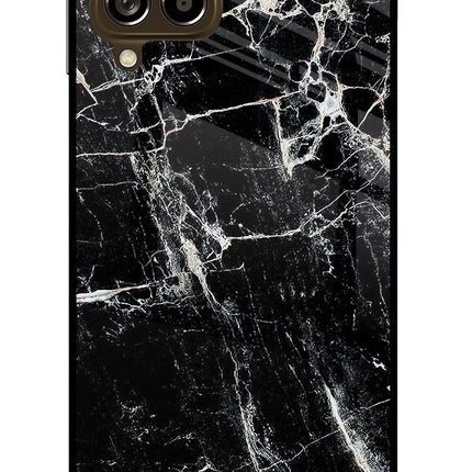 Black Marble Texture Samsung M53 5G Glass Case Back Cover by Casekaro
