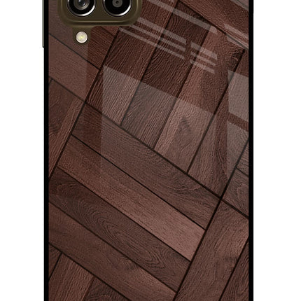 Wooden Texture Design Samsung M53 5G Glass Case Back Cover by Casekaro