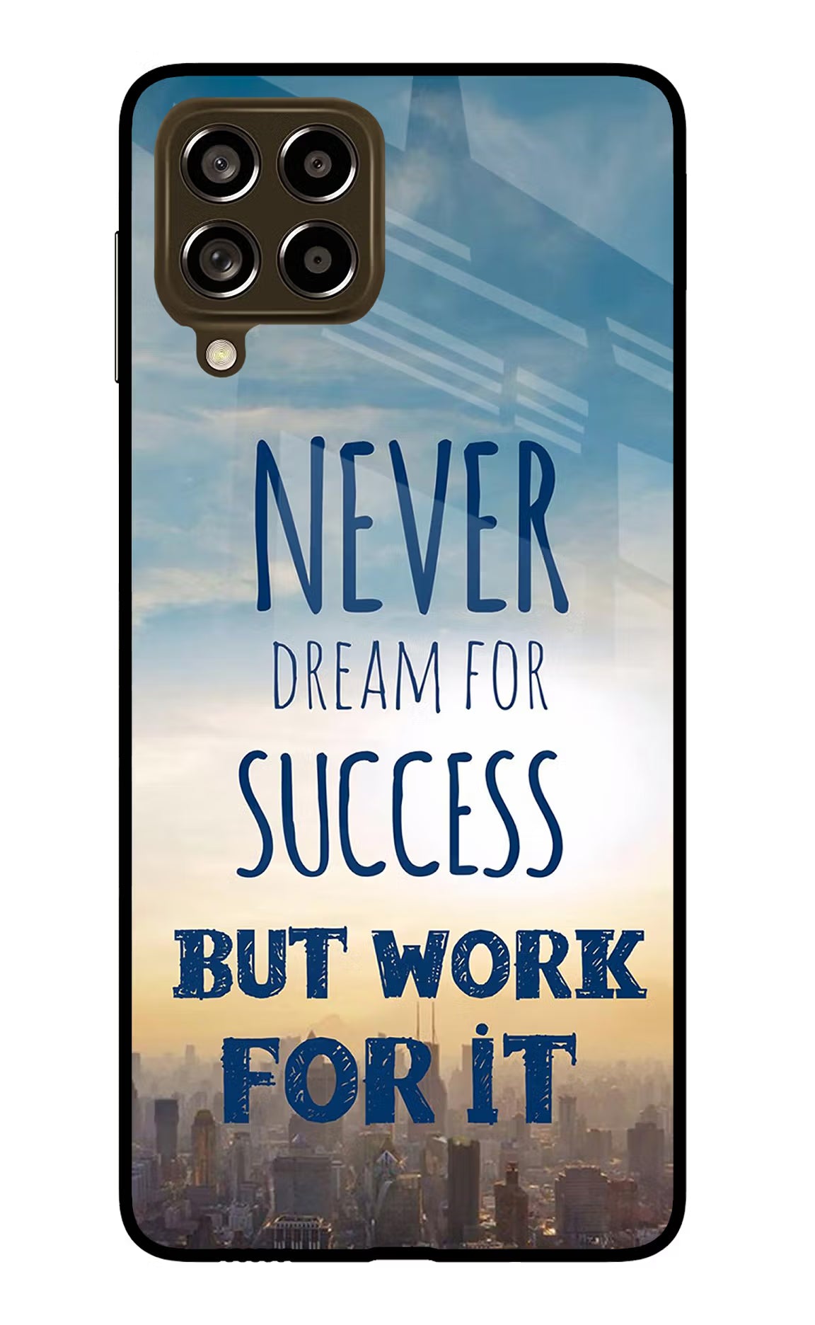 Never Dream For Success But Work For It Samsung M53 5G Glass Case Back Cover by Casekaro