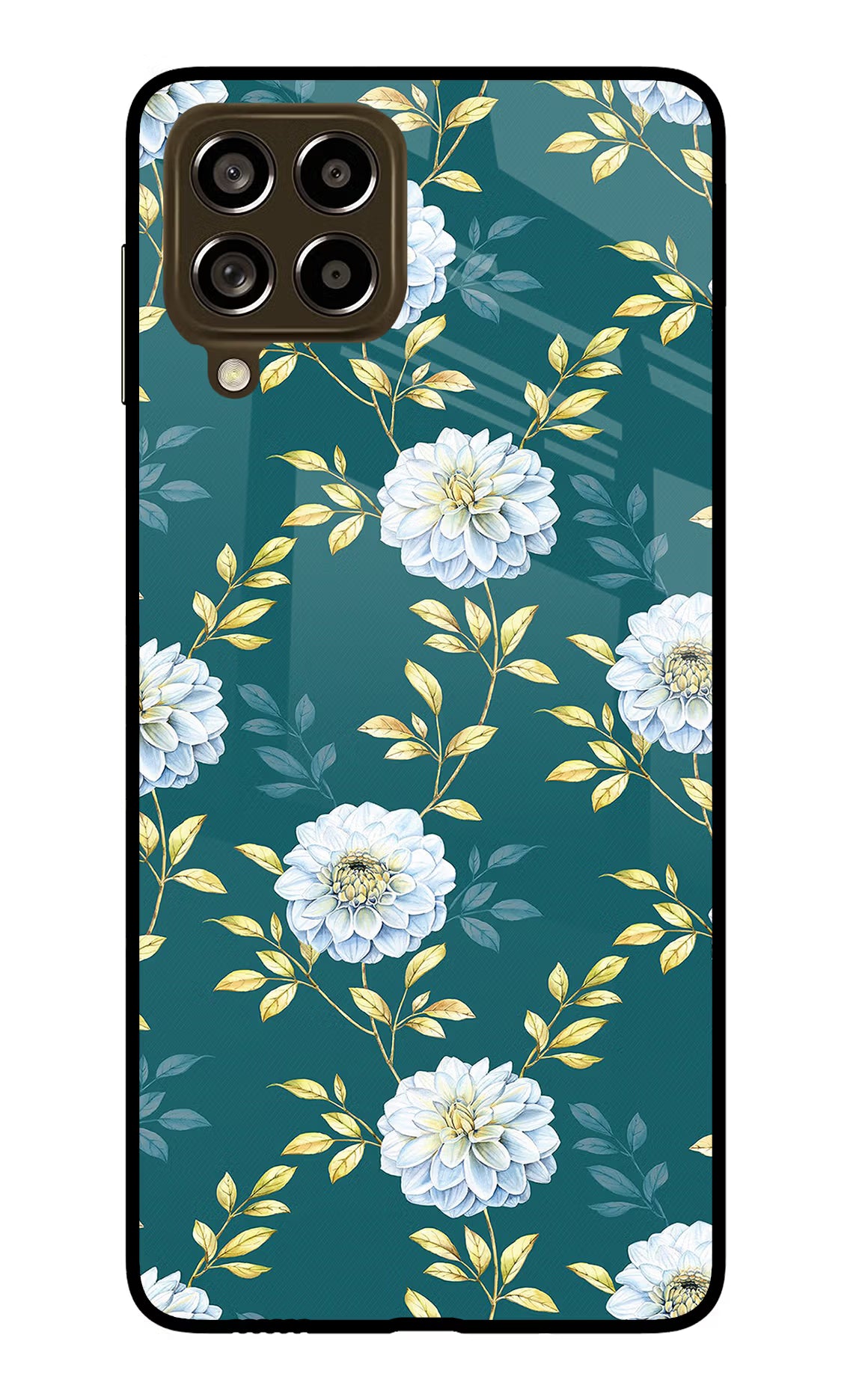 Flowers Samsung M53 5G Glass Case Back Cover by Casekaro