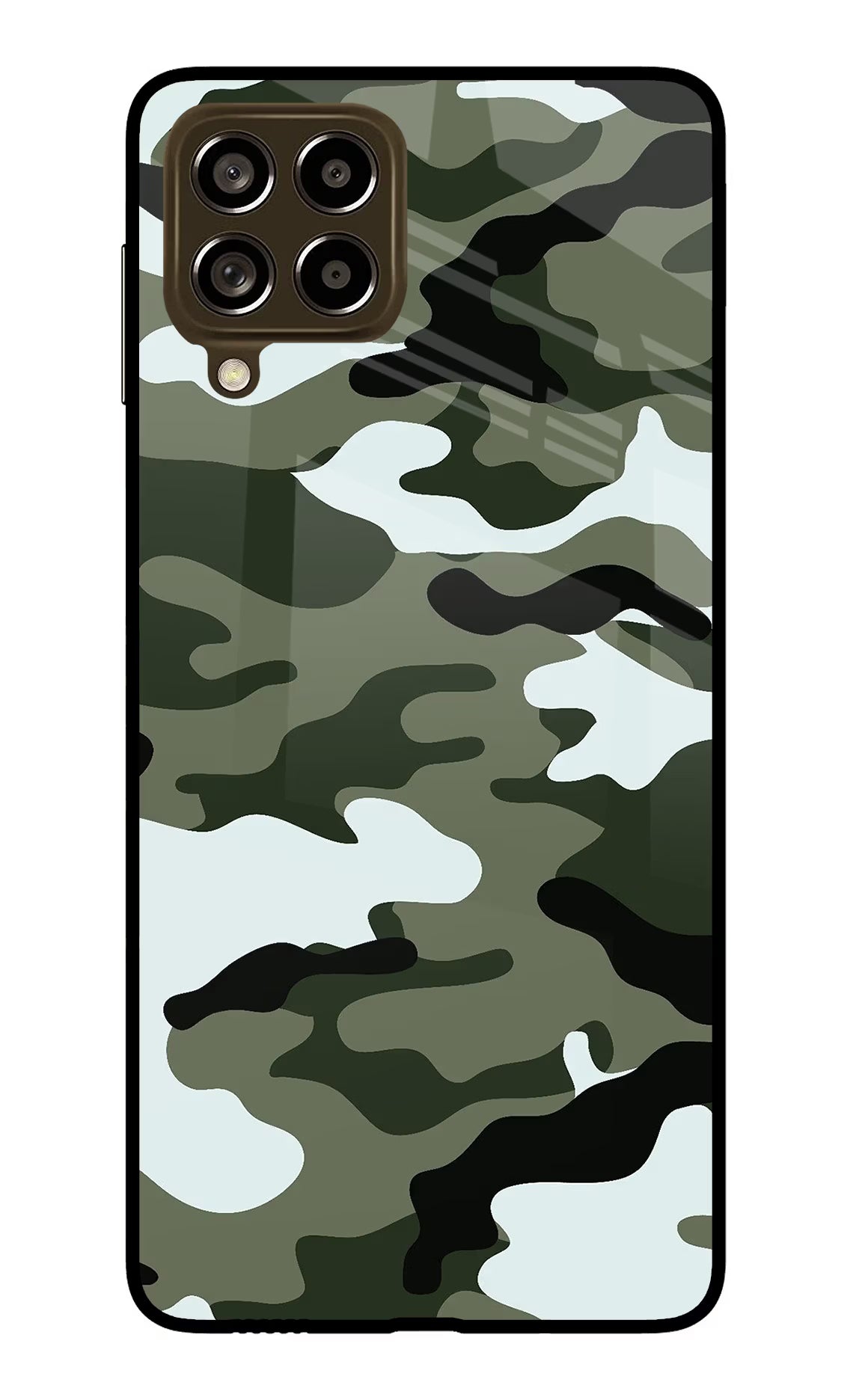 Camouflage Samsung M53 5G Glass Case Back Cover by Casekaro