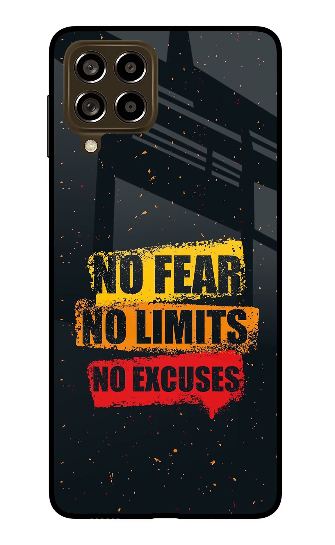 No Fear No Limits No Excuse Samsung M53 5G Glass Case Back Cover by Casekaro