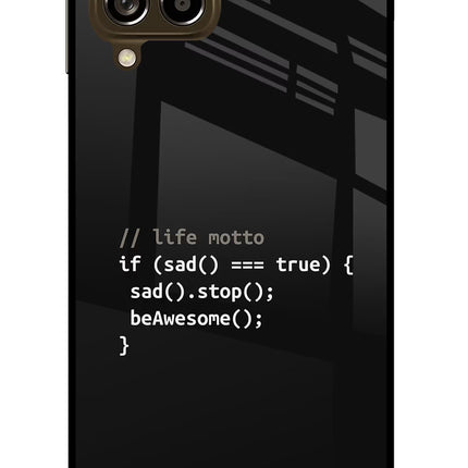 Life Motto Code Samsung M53 5G Glass Case Back Cover by Casekaro