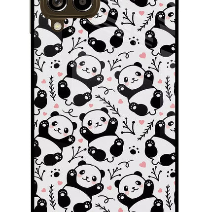Cute Panda Samsung M53 5G Glass Case Back Cover by Casekaro
