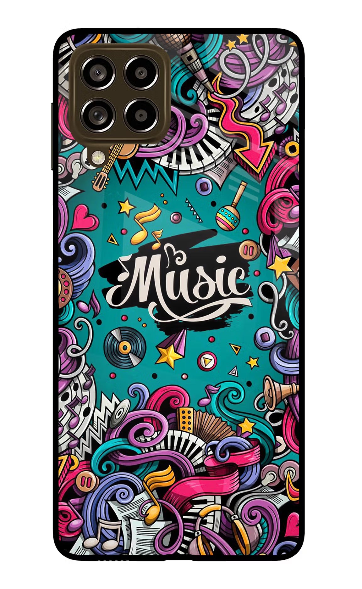 Music Graffiti Samsung M53 5G Glass Case Back Cover by Casekaro