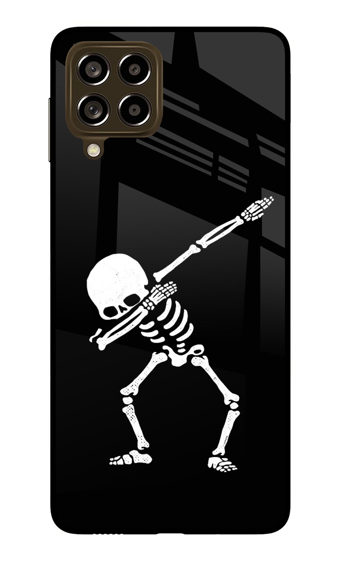 Dabbing Skeleton Art Samsung M53 5G Glass Case