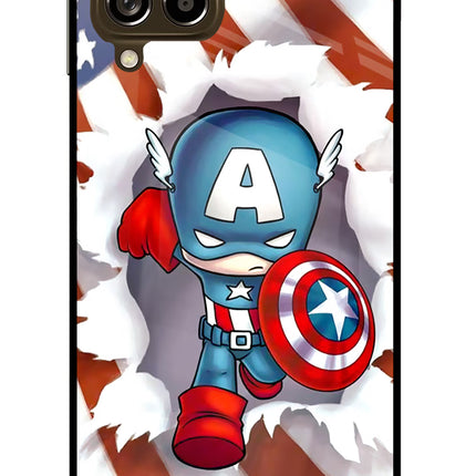 Captain America Samsung M53 5G Glass Case Back Cover by Casekaro