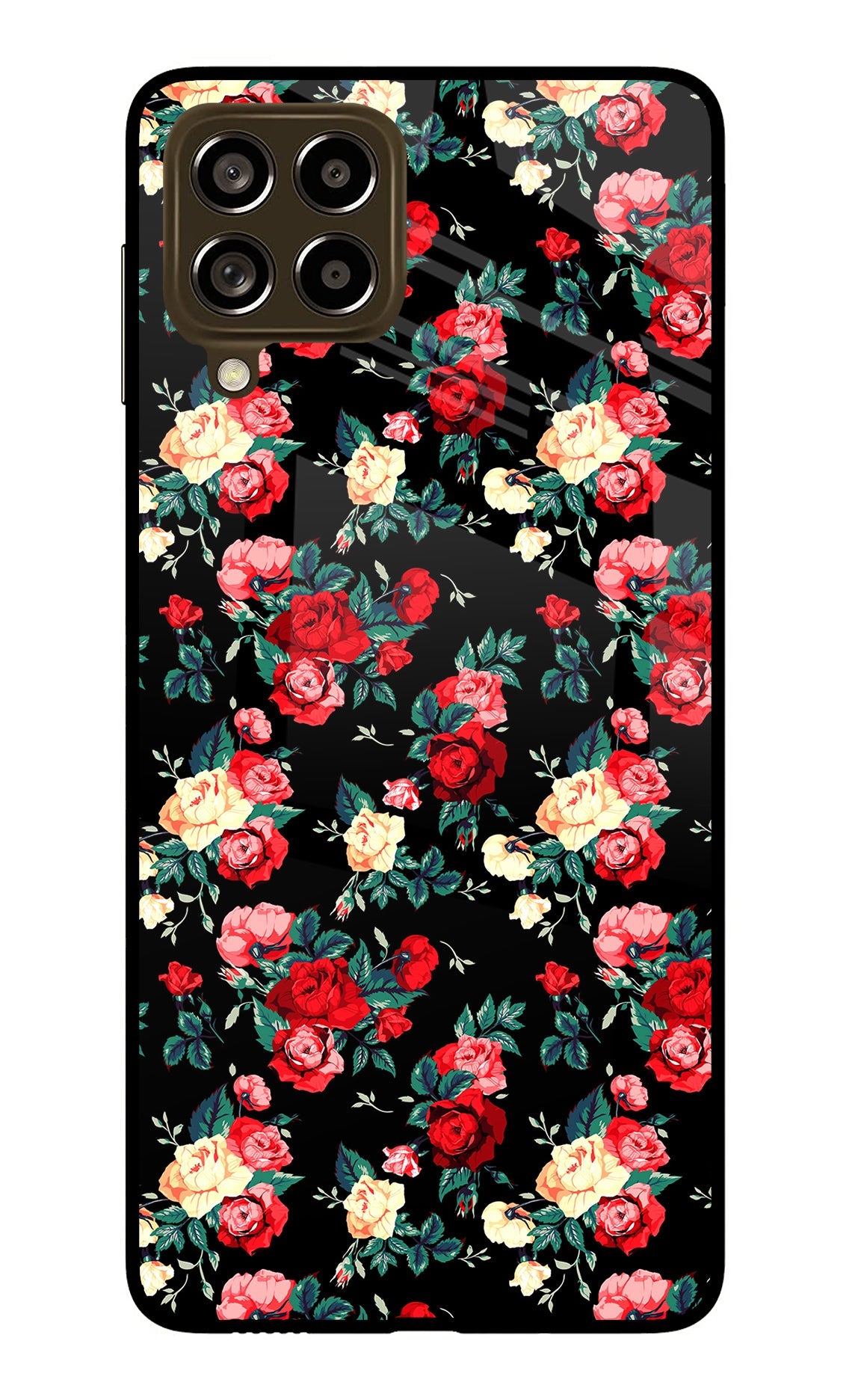 Rose Pattern Samsung M53 5G Glass Case