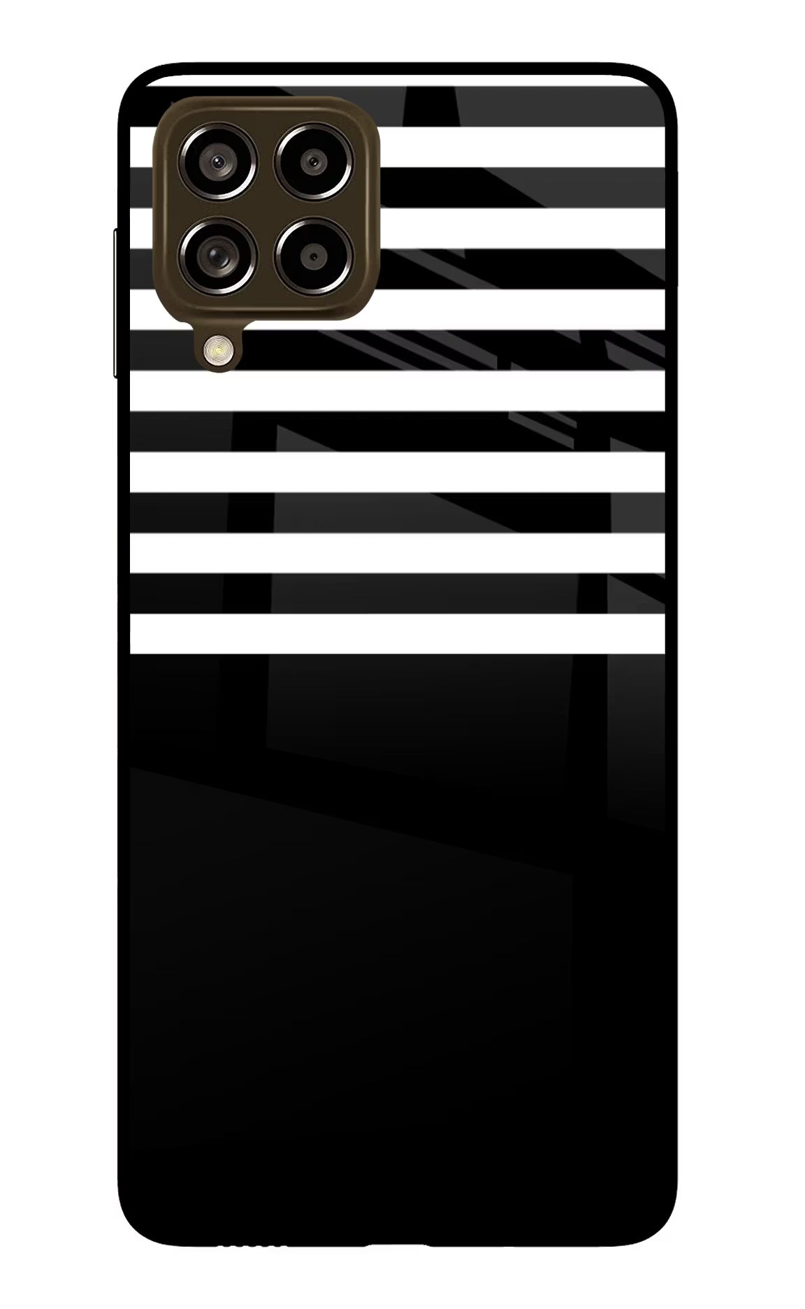 Black and White Print Samsung M53 5G Glass Case Back Cover by Casekaro