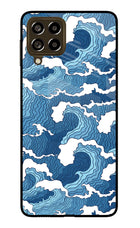 Blue Waves Samsung M53 5G Glass Case Back Cover by Casekaro