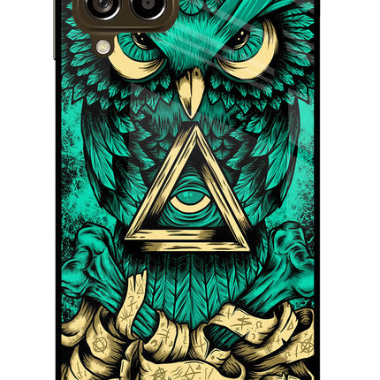 Green Owl Samsung M53 5G Glass Case Back Cover by Casekaro
