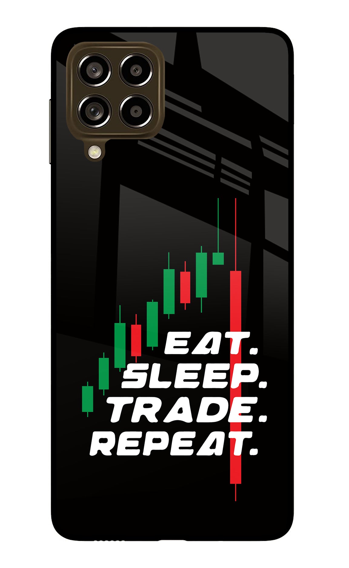 Eat Sleep Trade Repeat Samsung M53 5G Glass Case