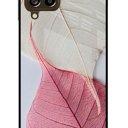 White Pink Leaf Samsung M53 5G Glass Case