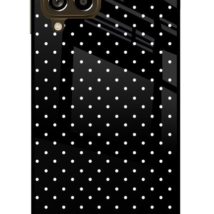 White Dots Samsung M53 5G Glass Case Back Cover by Casekaro