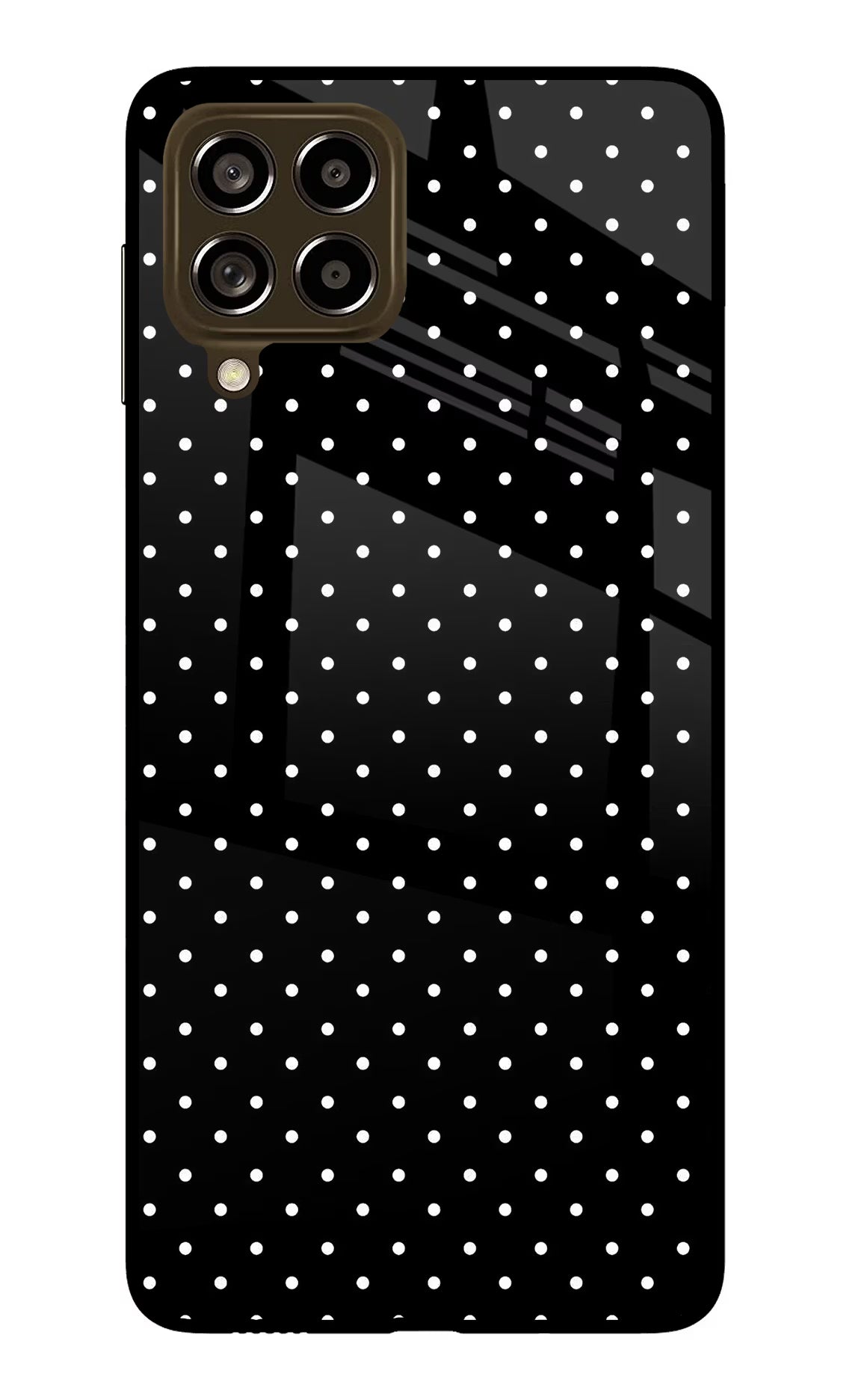 White Dots Samsung M53 5G Glass Case Back Cover by Casekaro