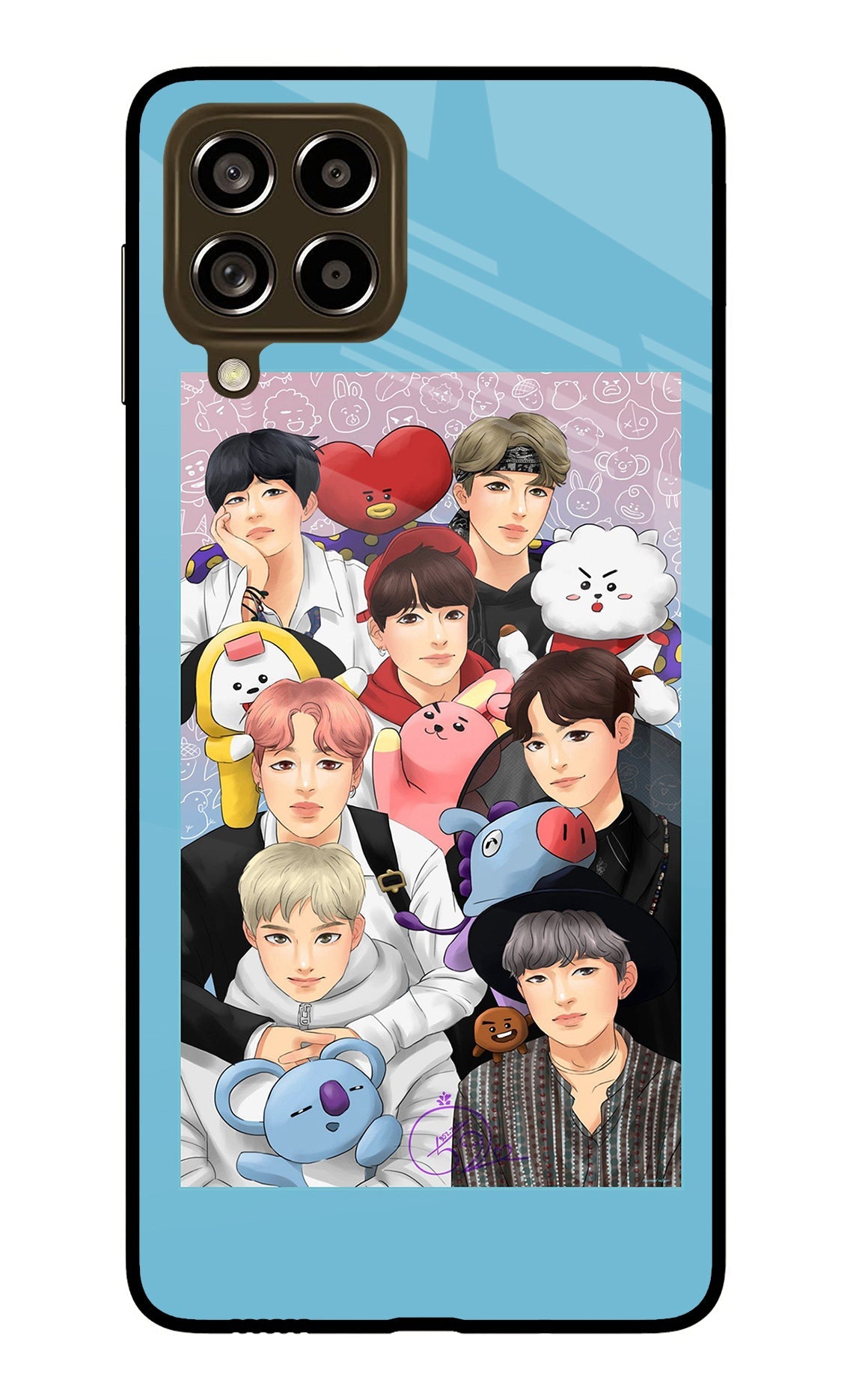 BTS with animals Samsung M53 5G Glass Case