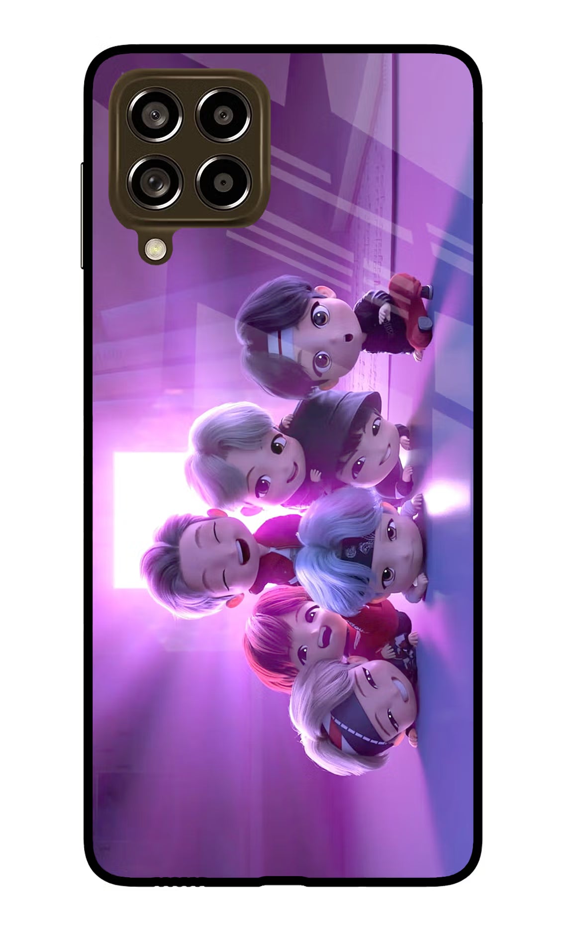 BTS Chibi Samsung M53 5G Glass Case Back Cover by Casekaro