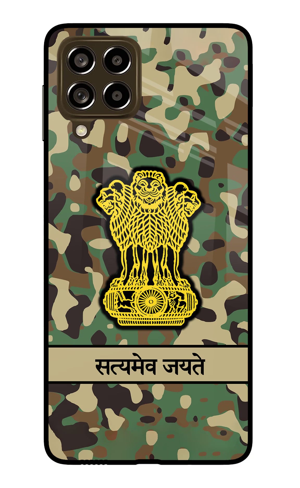 Satyamev Jayate Army Samsung M53 5G Glass Case Back Cover by Casekaro