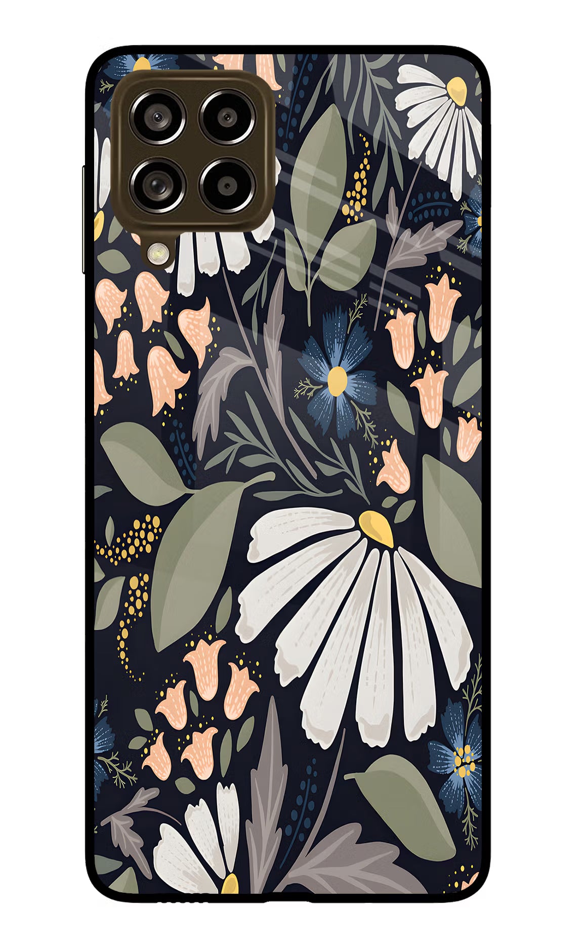 Flowers Art Samsung M53 5G Glass Case Back Cover by Casekaro