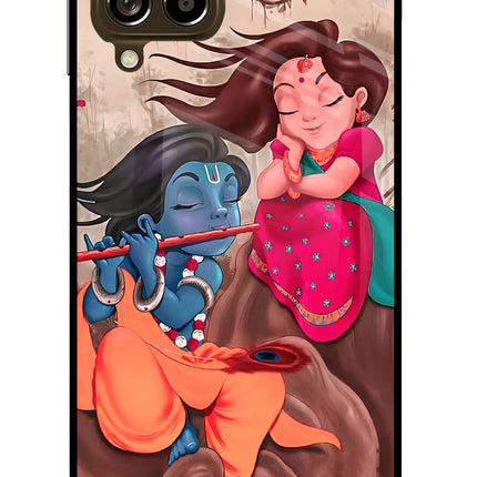 Radhe Krishna Samsung M53 5G Glass Case Back Cover by Casekaro