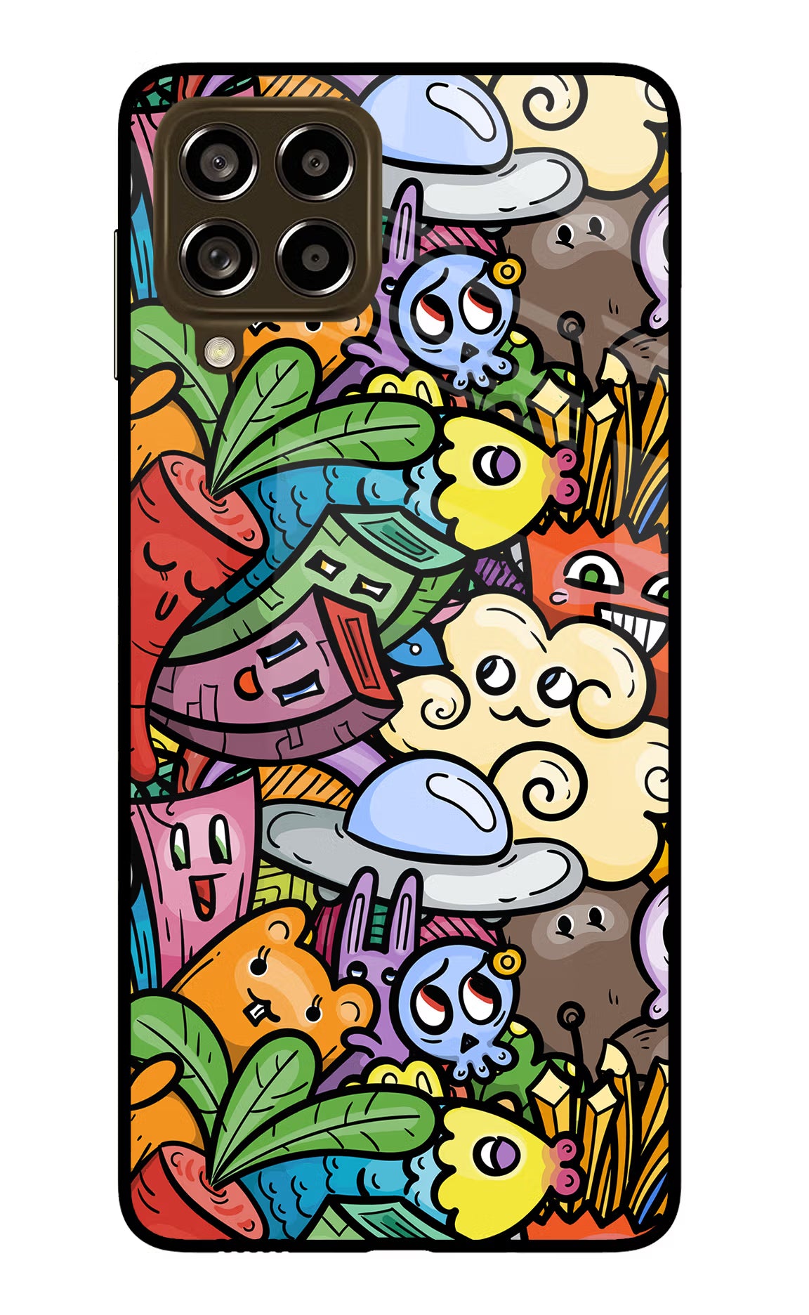 Veggie Doodle Samsung M53 5G Glass Case Back Cover by Casekaro