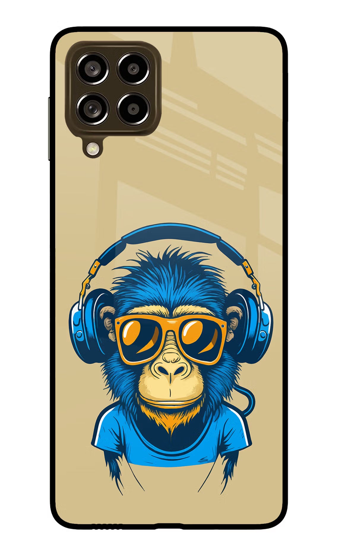 Monkey Headphone Samsung M53 5G Glass Case Back Cover by Casekaro