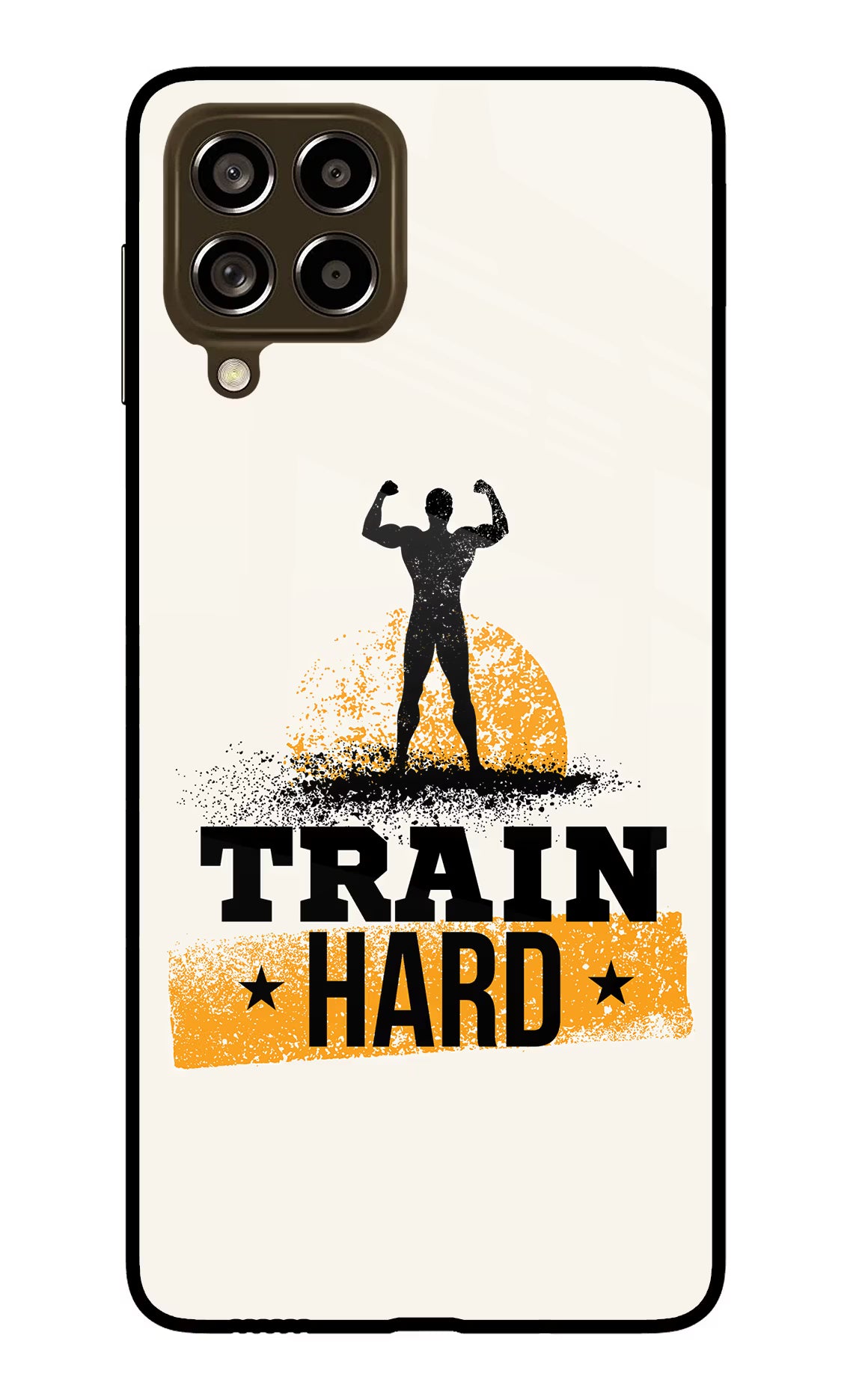 Train Hard Samsung M53 5G Glass Case Back Cover by Casekaro