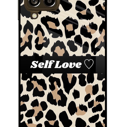 Leopard Print Self Love Samsung M53 5G Glass Case Back Cover by Casekaro