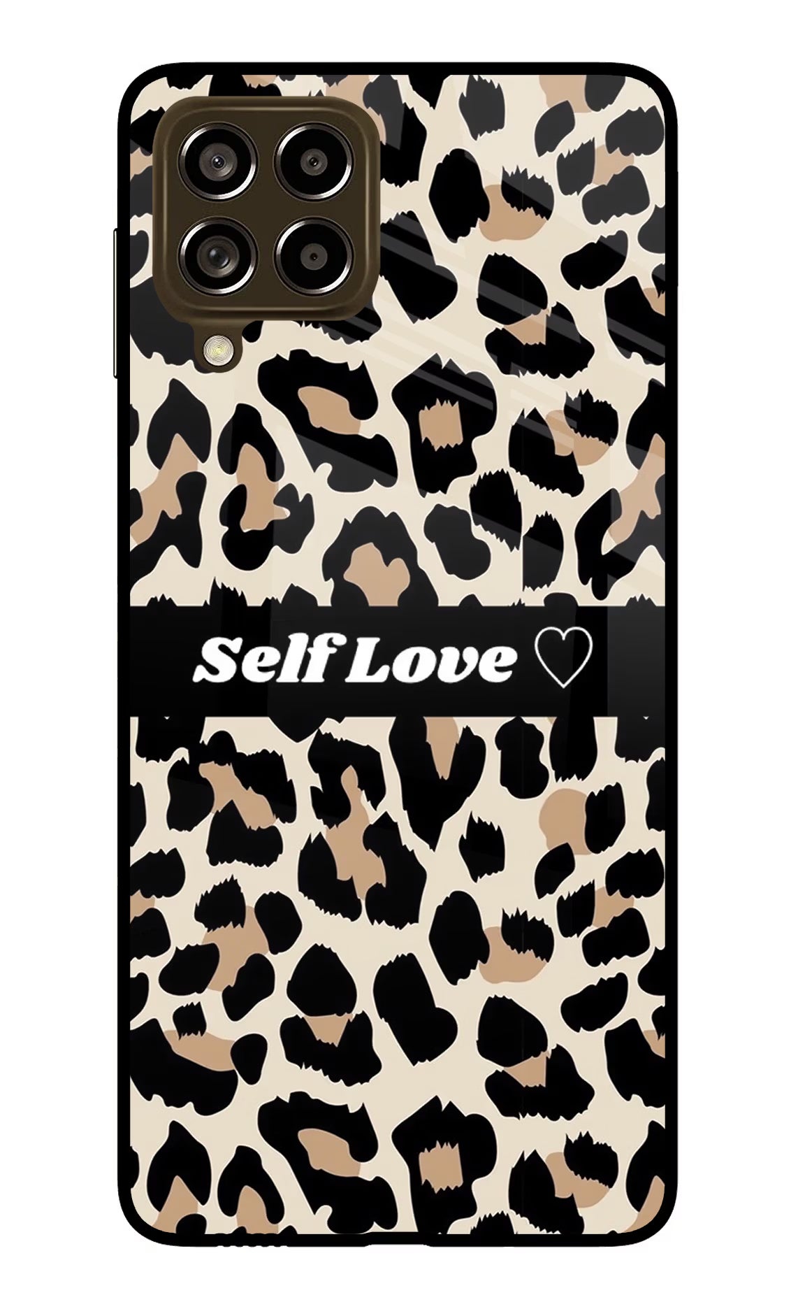 Leopard Print Self Love Samsung M53 5G Glass Case Back Cover by Casekaro