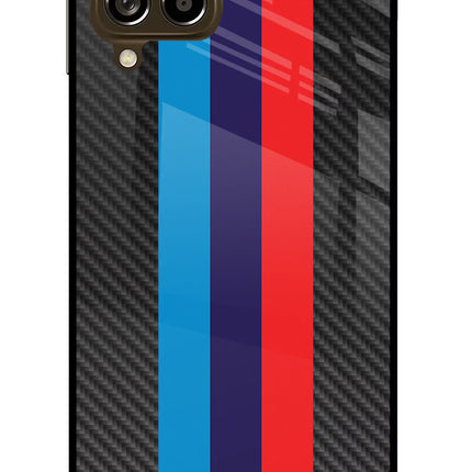 BMW Stripes Pattern Samsung M53 5G Glass Case Back Cover by Casekaro