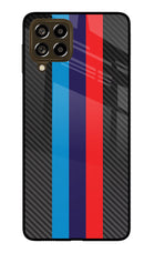 BMW Stripes Pattern Samsung M53 5G Glass Case Back Cover by Casekaro