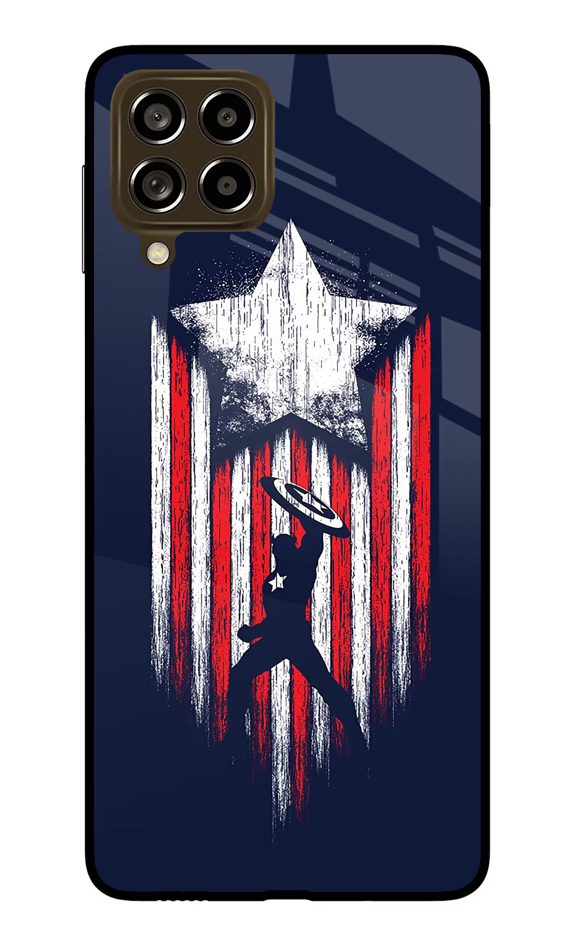 Captain America Marvel Art Samsung M53 5G Glass Case Back Cover by Casekaro