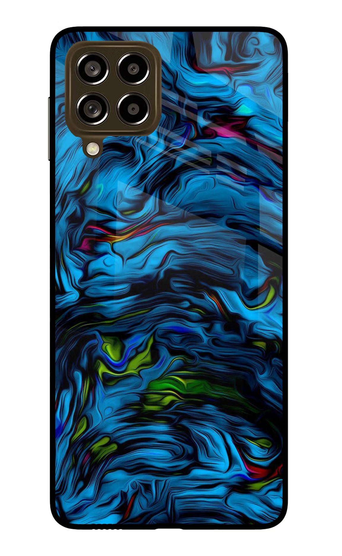 Dark Blue Abstract Samsung M53 5G Glass Case Back Cover by Casekaro