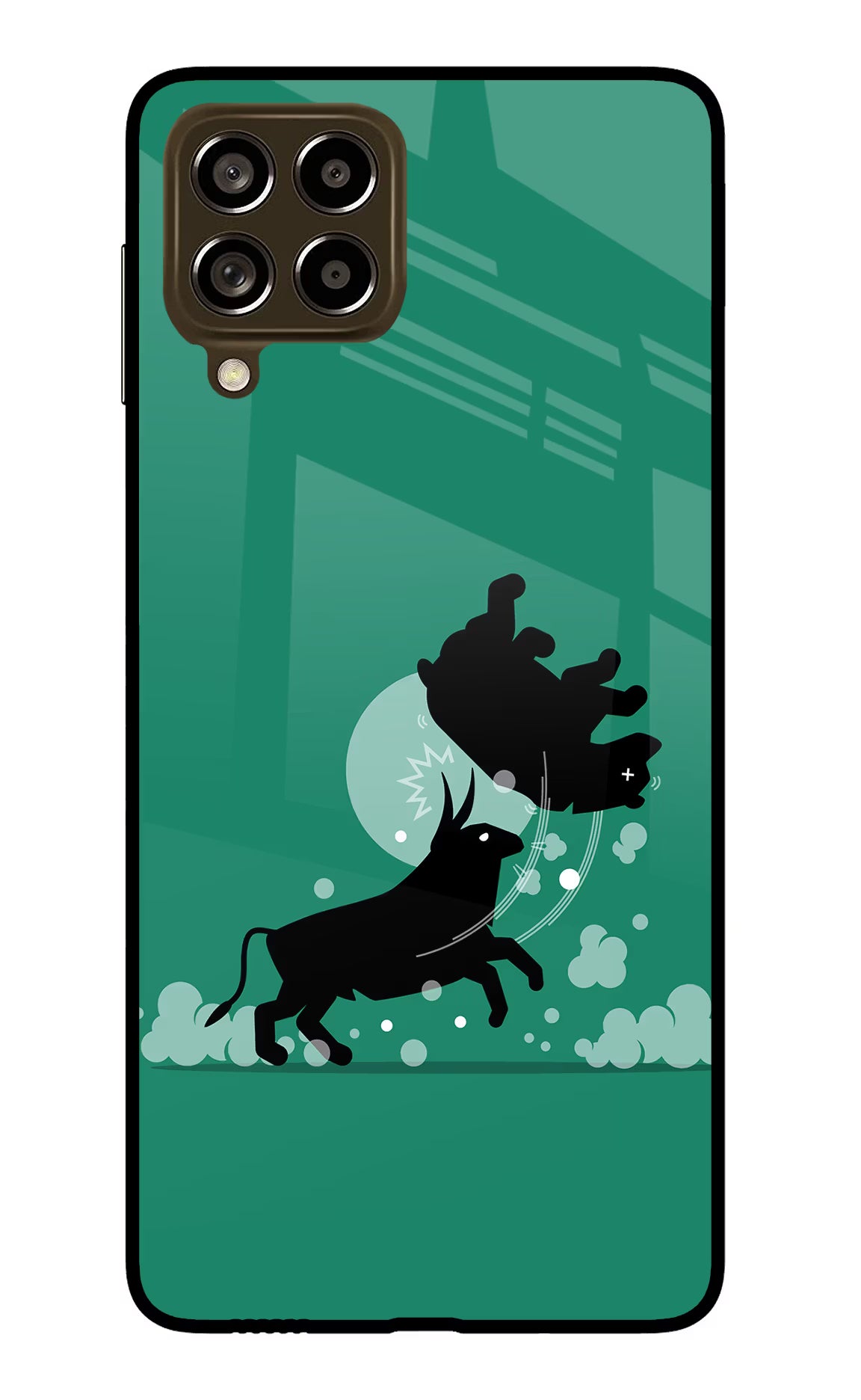 Bull Conqueror Samsung M53 5G Glass Case Back Cover by Casekaro