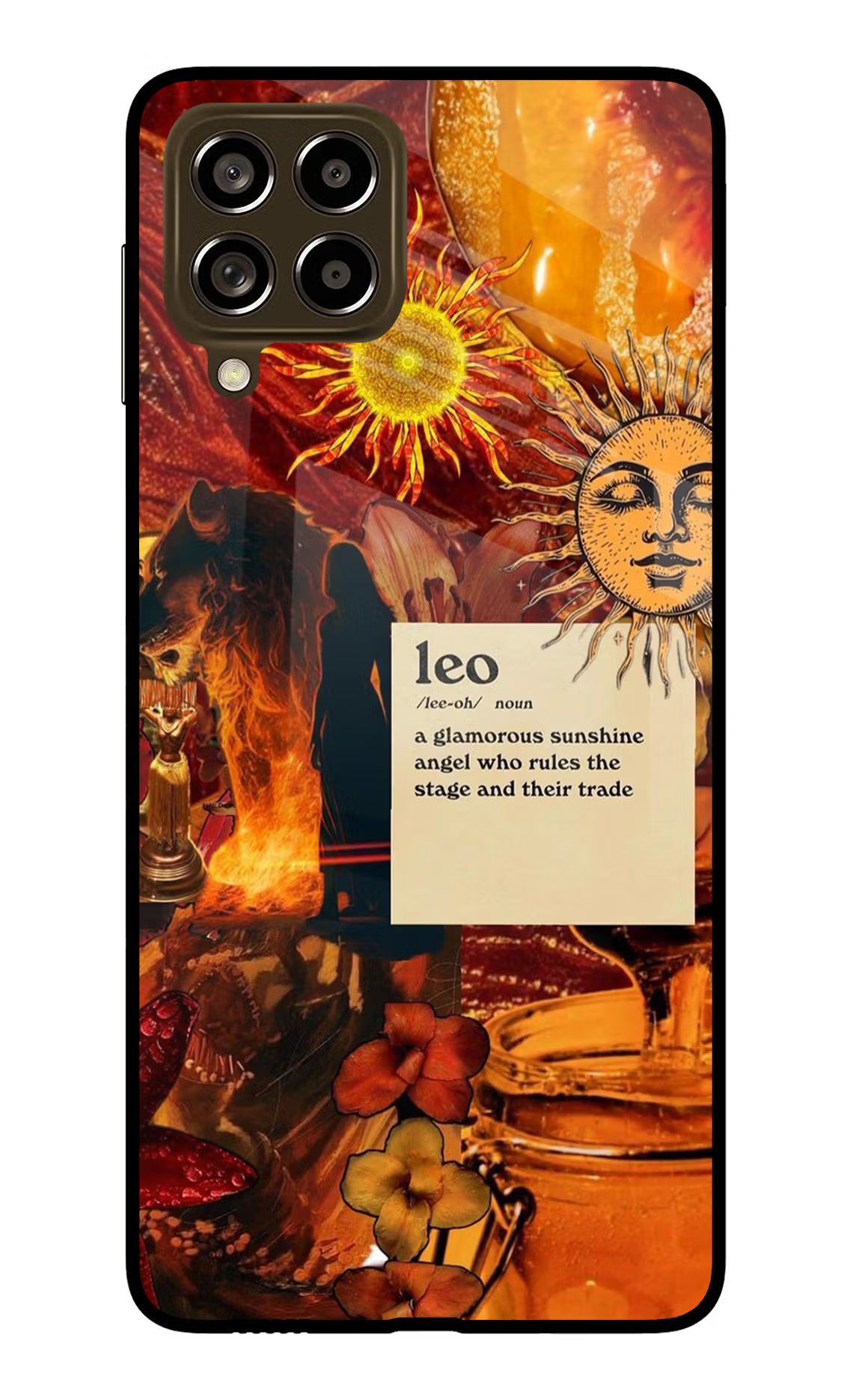 Leo Zodiac Samsung M53 5G Glass Case Back Cover by Casekaro