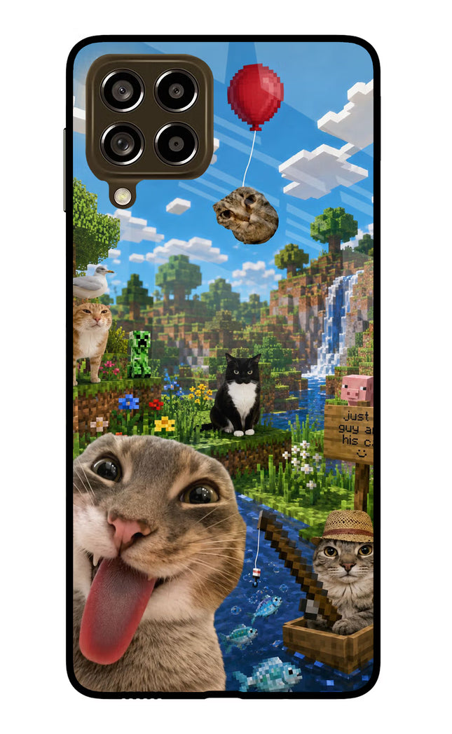 Minecraft Cat Chaos Samsung M53 5G Glass Case