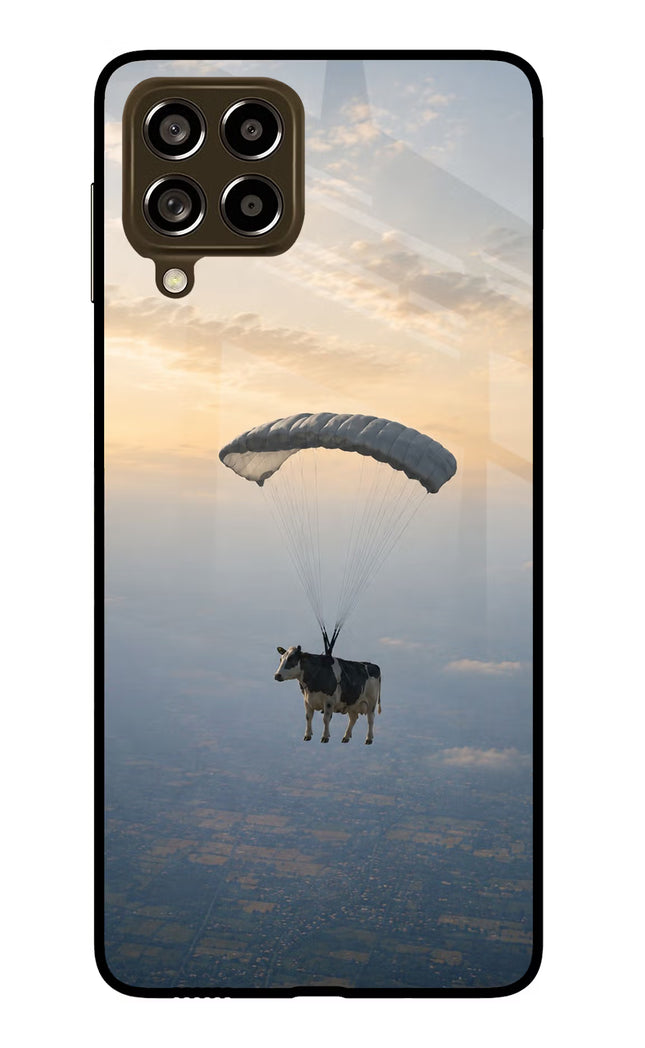 Skydiving Cow Samsung M53 5G Glass Case