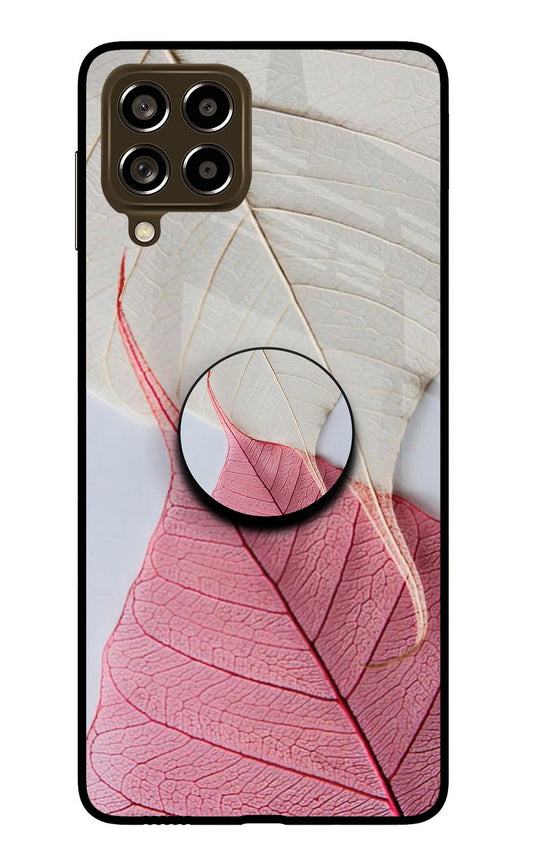 White Pink Leaf Samsung M53 5G Glass Case