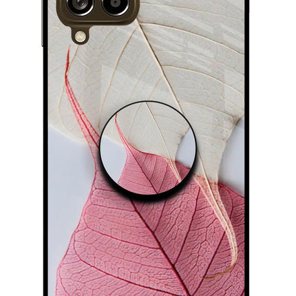 White Pink Leaf Samsung M53 5G Glass Case