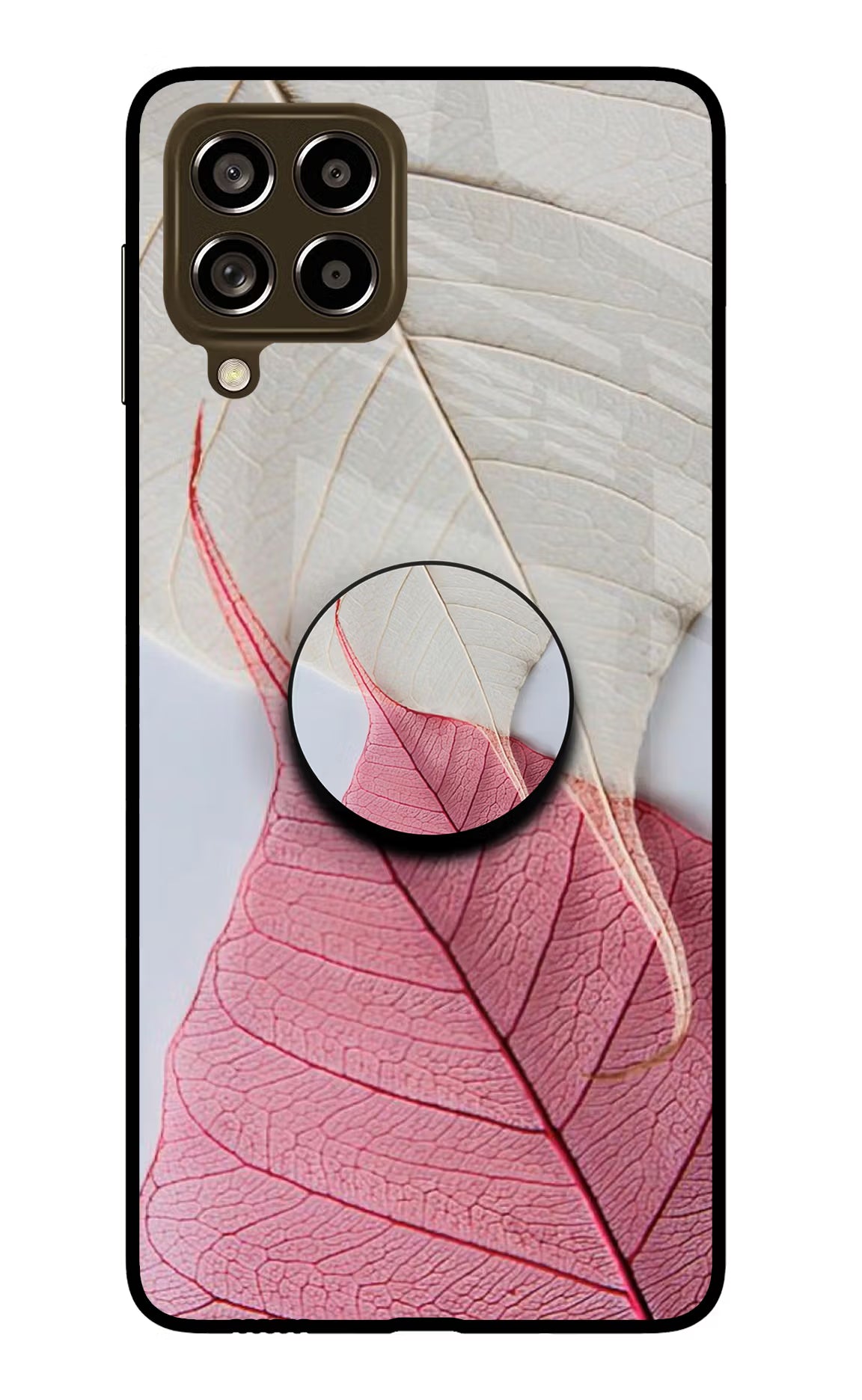 White Pink Leaf Samsung M53 5G Pop Case by Casekaro