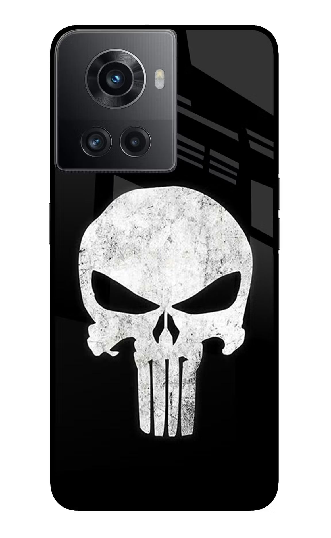 Punisher Skull OnePlus 10R 5G Glass Case Back Cover by Casekaro
