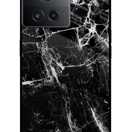 Black Marble Texture OnePlus 10R 5G Glass Case