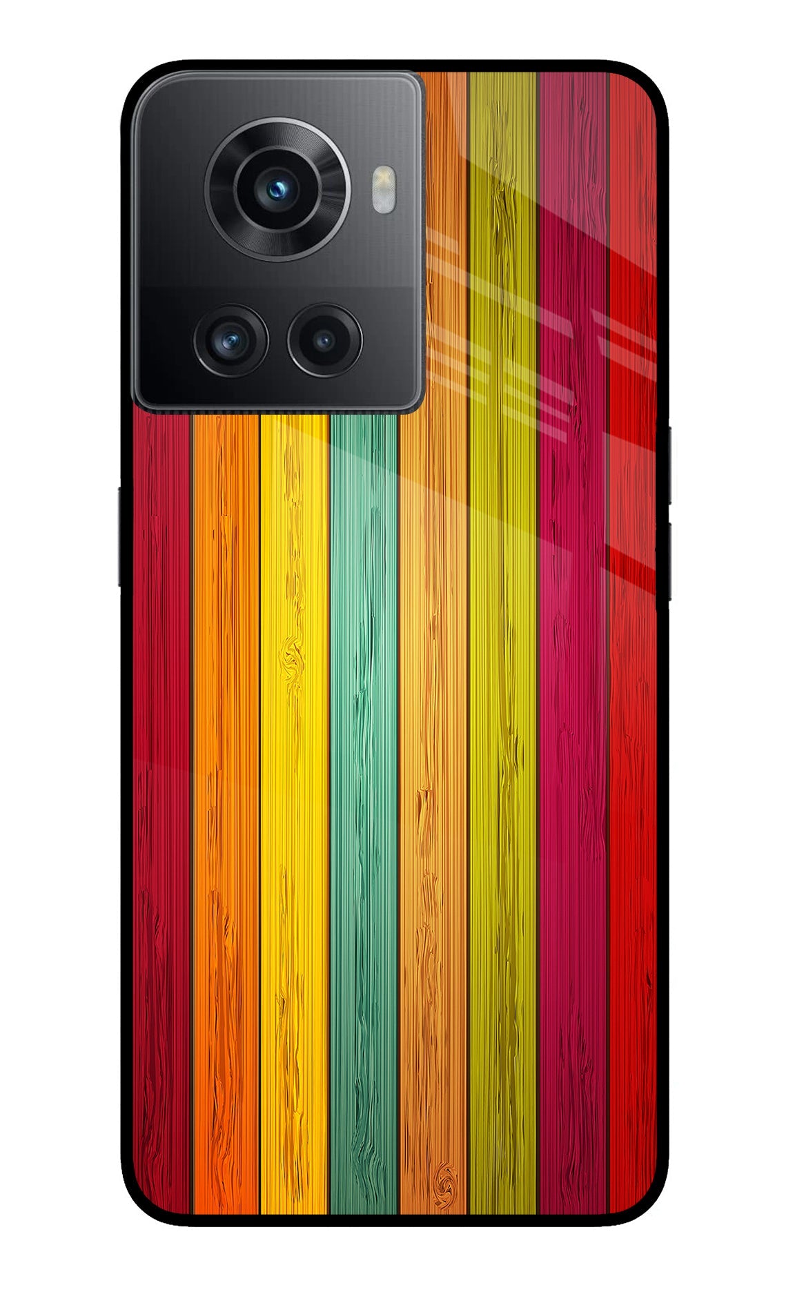 Multicolor Wooden OnePlus 10R 5G Back Cover