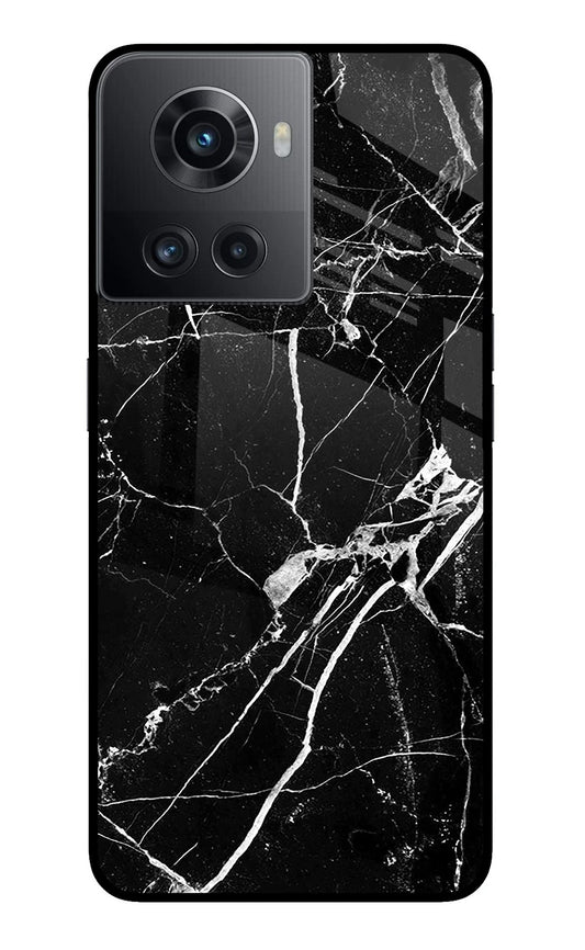 Black Marble Pattern OnePlus 10R 5G Glass Case