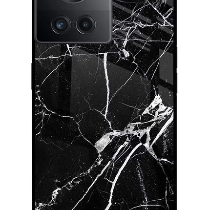Black Marble Pattern OnePlus 10R 5G Glass Case
