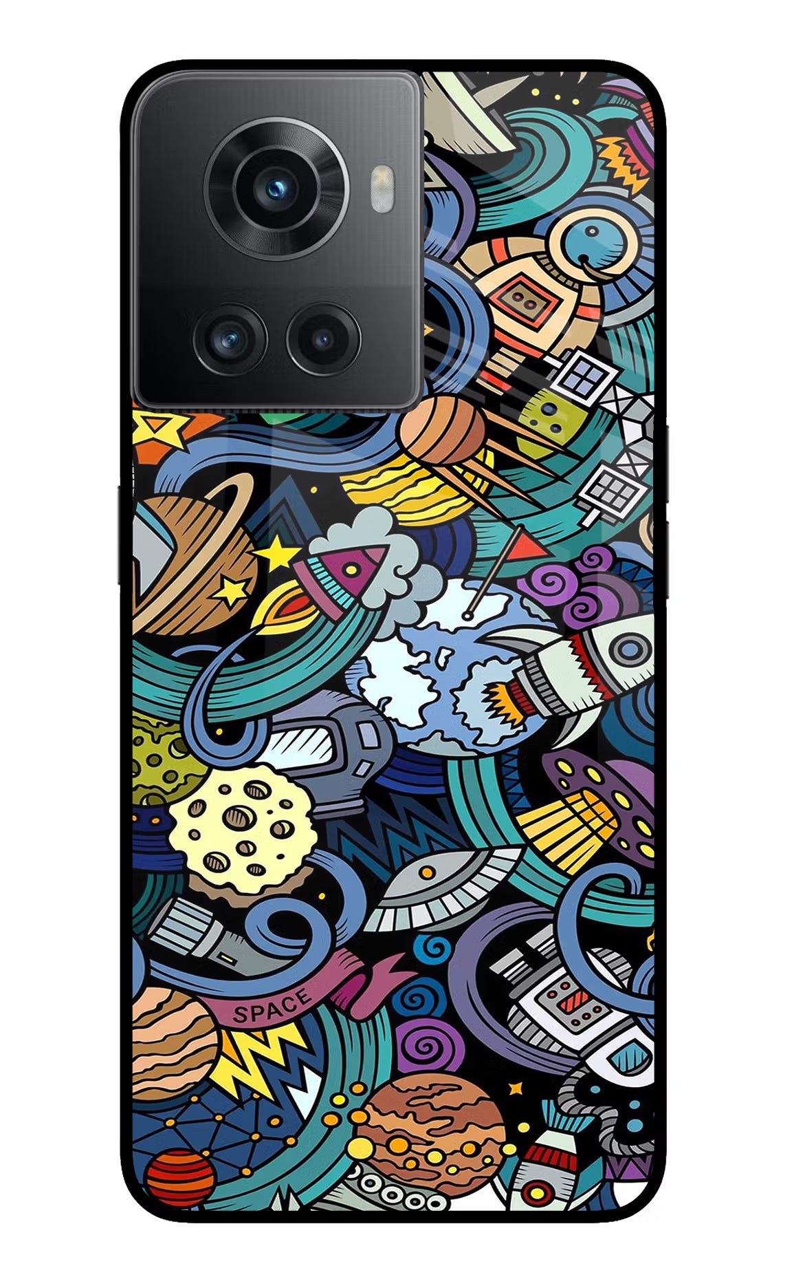 Space Abstract OnePlus 10R 5G Glass Case Back Cover by Casekaro